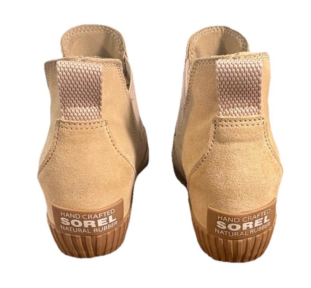 SOREL Out N About Casual Sporty Pull On Tan Suede Wedge Sneaker Women's Size 7.5